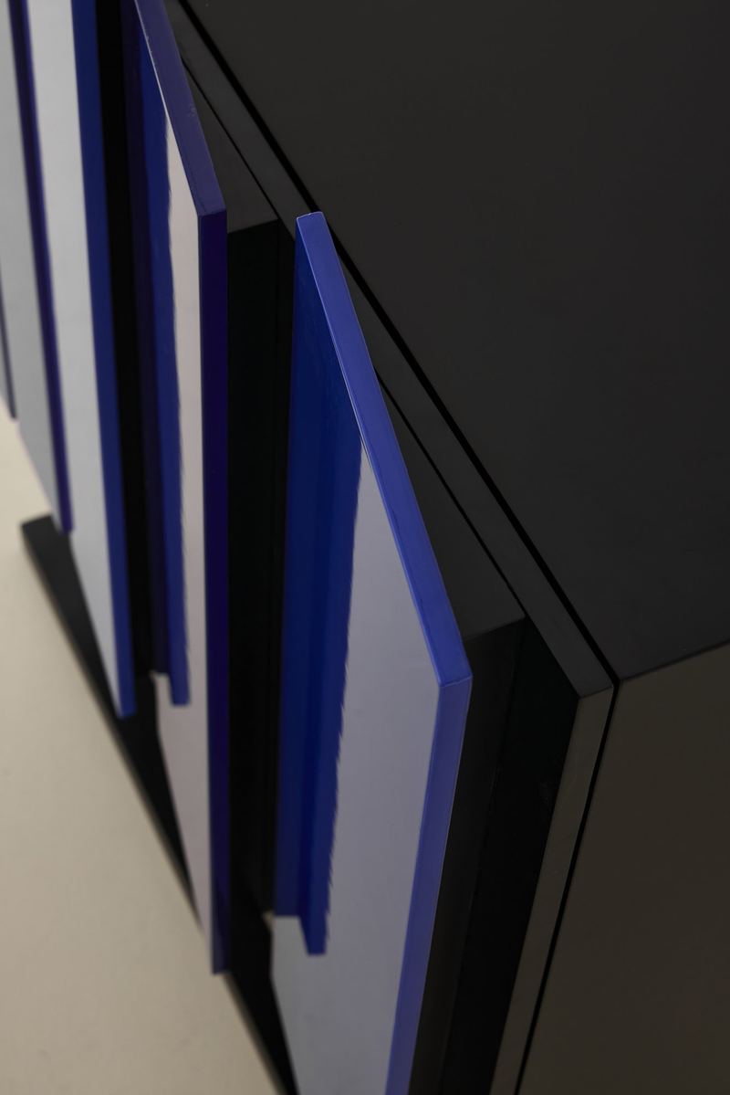 Detail of the Organ Cabinet vertical colour panels